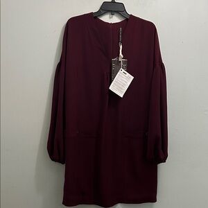 Chic Long Sleeve Burgundy Dress